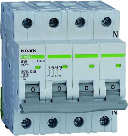 Микроавтомат 6kA Характеристика D 6А 3+N Полюса Noark 100244