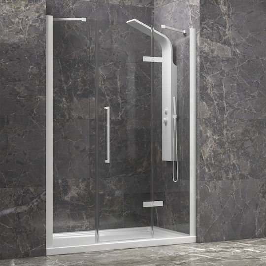Karag Tinos 600 Duschwand für Dusche mit Schieben Tür 170x200cm Klarglas Weiß 5206836661681