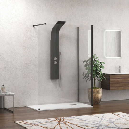 Walkin Cabin for Shower 110x200cm Clear Glass Black