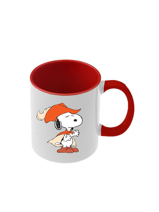 Snoopy Tasse Rote Griff Innenseite
