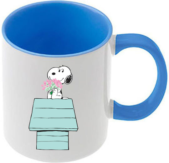 Peanuts Snoopy and Woodstock Κούπα Κεραμική Μπλε 330ml