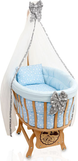 Baby Sleep Set Lace Natural Wood Blue 95x65x85cm