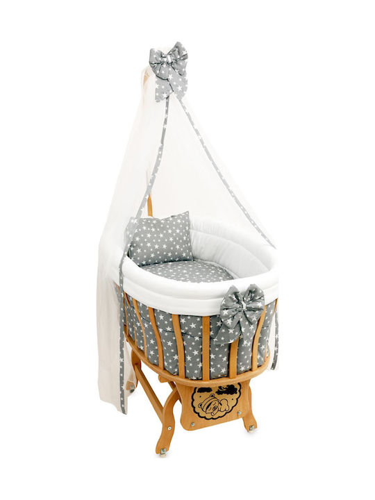 Baby Cradle Set with Lace Natural Wood Gray 95x65x85cm