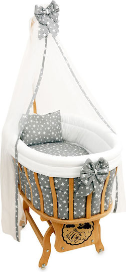 Babywiege Set Mit Spitze Natürlichem Holz Grau 95x65x85cm