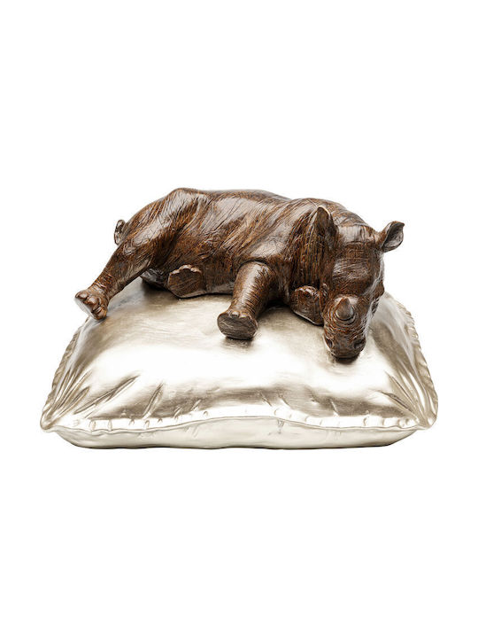 Διακοσμητικό Επιτραπέζιο Sleeping Rhino Χρυσό Καφέ 37x32x21εκ