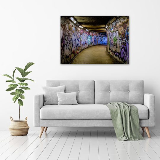 Wall Canvas Painting Ready Immediate Installation Graffiti In The Metro 100x70 Cm