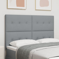 vidaXL LED Bed Headboard Fabric Grey 144x128cm