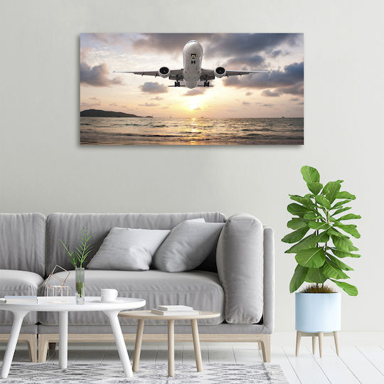 Panou De Perete Pânză Casă & Birou Avion Deasupra Mării 100x50 Cm