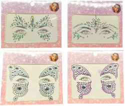 Face Stickers Face Jewels 4 Designs 18x15cm 1 Piece 7926