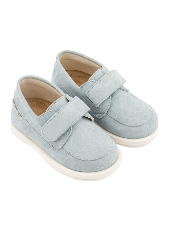 Babywalker Light Blue Baptism Leather Moccasins