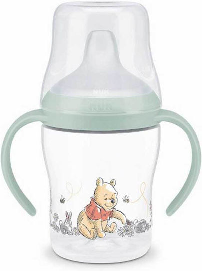 Nuk Winnie The Pooh Εκπαιδευτικό Μπιμπερό Πλαστικό με Λαβές Πράσινο για 6m+ 150ml