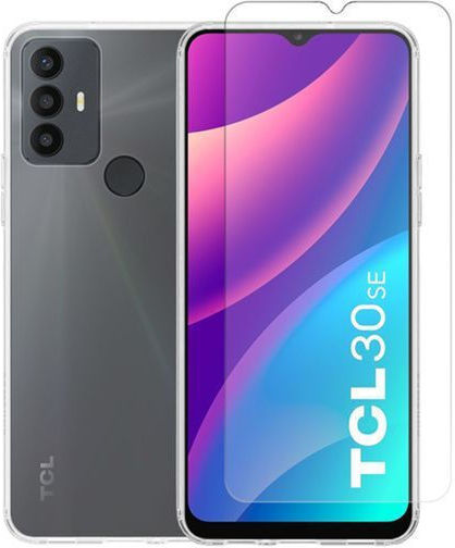 Redshield Umschlag Rückseite Silikon / Gehärtetes Glas Transparent (TCL 30 / 30+ / 30 5G)