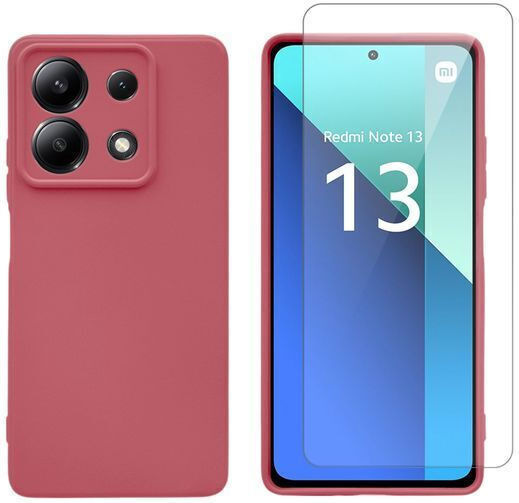 Redshield Umschlag Rückseite Silikon / Gehärtetes Glas Rot (Redmi Note 13 5G -> Redmi Note 13 5G)