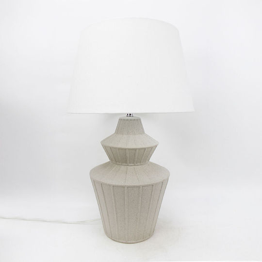InTheBox Elysia Ceramic Table Lamp with White Shade and Gray Base