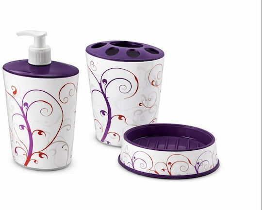 Ozer Plastik Home Badezimmerzubehör-Set Kunststoff Lila 3 Stück