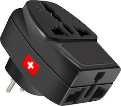 Akashi Travel Adapter Socket Type J Switzerland 3 Universal Outlets Black Akashi Travel Adapter Socket Type J Switzerland 3 Universal Outlets Black