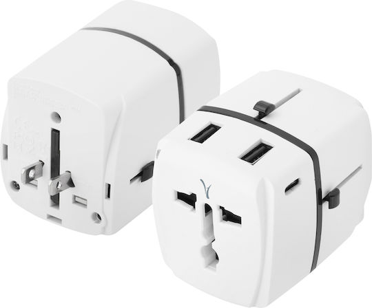 Akashi Travel Adapter Usa Europe Uk Australia 2x Usb 2x Usb C 20w White