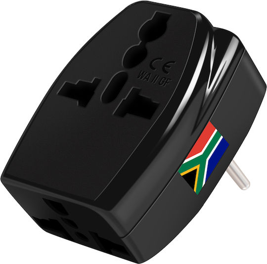 Akashi Reise-Steckdosenadapter Steckdose Typ D Südafrika 3 Steckdosen Schwarz