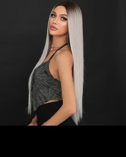 Animis Beauty Perucă cu Păr Sintetic în Gri Culoare 80cm
