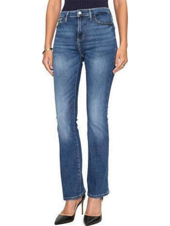 Hoch tailliert Damenjeans Schlaghose