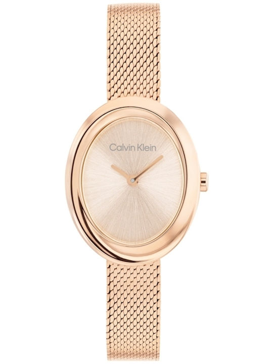 Calvin Klein Twisted Bezel Ceas de Damă cu Roz Brățară Metalică