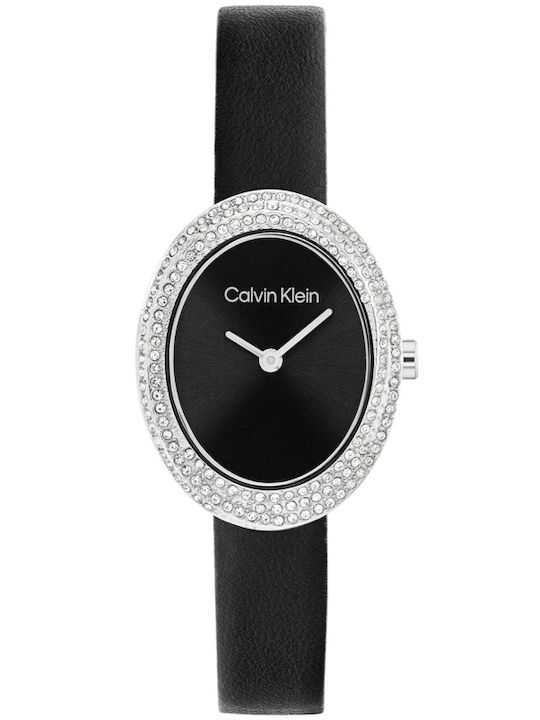 Calvin Klein Twisted Bezel Ceas de Damă cu Negru Brățară Metalică