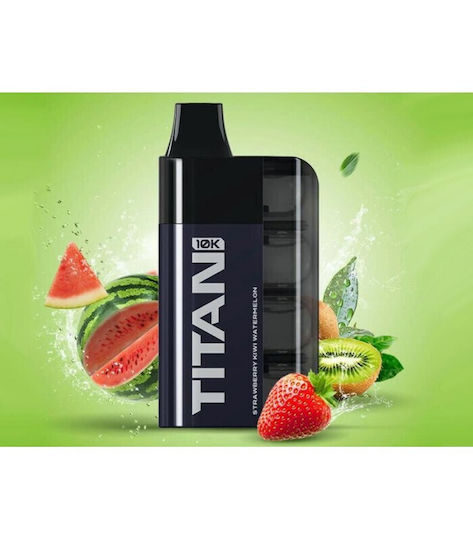 Titan Ηλεκτρονικό Τσιγάρο μιας Χρήσης 10000 Εισπνοών Watermelon Strawberry Kiwi 2ml 20mg Μαύρο