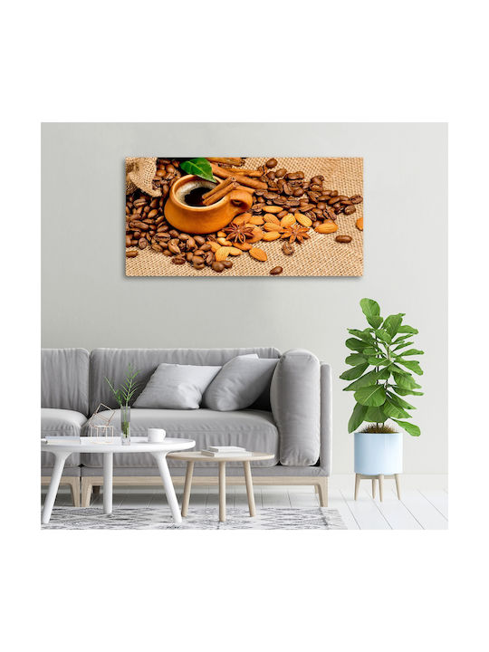 Wall Canvas Painting Elegant Wall Decoration Brown Coffee Beans 100x50 Cm