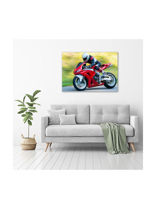 Tablou Decorativ Pânză Decorațiune Interioară Motocicletă 100x70 Cm