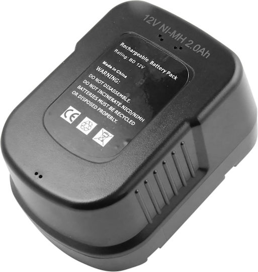 Baterie de Înlocuire Avizar Black Decker Hp122k A12 Ni-mh 12v 2000mah Neagră