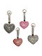 Keychain Heart Rhinestones & Fabric Back 1 Piece Random Saint Valentine