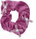 Βελούδινη Σούρα Scrunchie Φιογκάκι & Πέρλα Ροζ