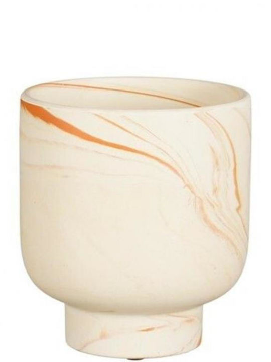Atmosphera Planter Ceramic Beige with Stand 14x14cm.