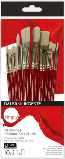 Πινέλα Daler Rowney Σετ 10τεμ Simply Short Handle Oil 216640110