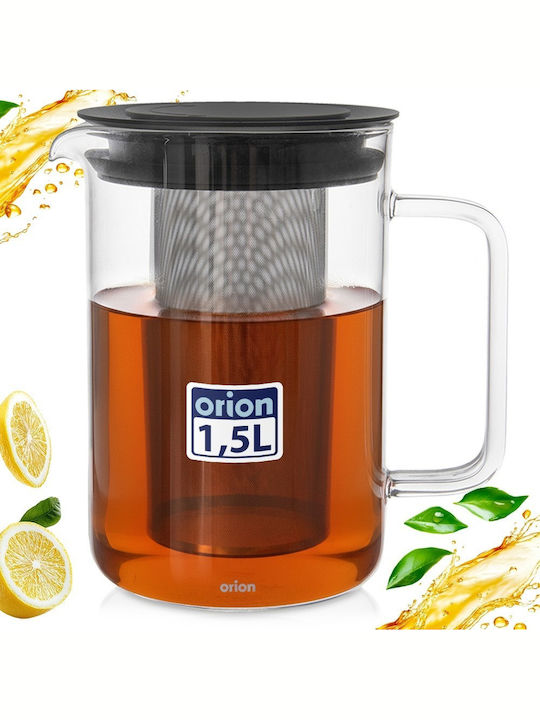 Orion Τσαγιέρα με Φίλτρο Γυάλινη Διάφανη 1550ml