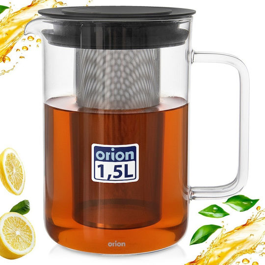 Orion Τσαγιέρα με Φίλτρο Γυάλινη Διάφανη 1550ml