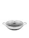 Cheffinger 32cm Wok Honeycomb Coating Scratch-resistant Lid Silver