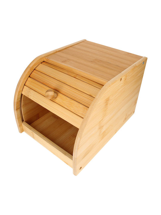 Cheffinger Natural Bamboo Bread Box Sliding Opening Compact Ultra Practical Brown Beige