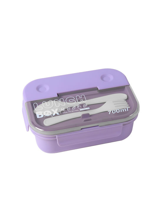 Cheffinger 700ml 3-compartment Food Container Spoon Fork Purple