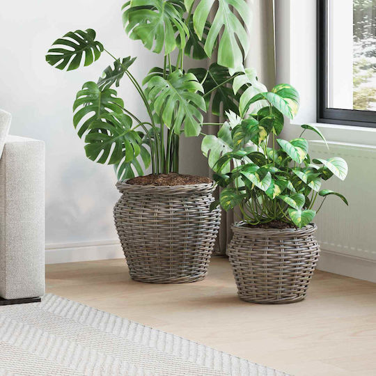 vidaXL Planter Rattan Gray