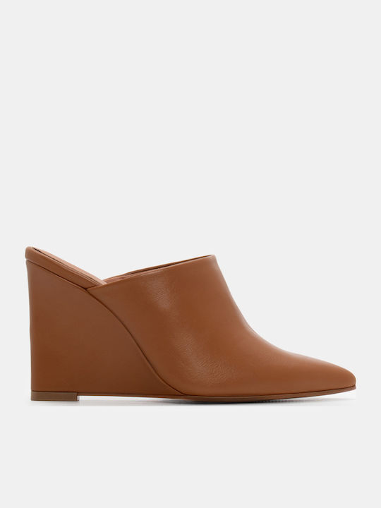 Luigi Mules mit Chunky Hoch Absatz in Braun Farbe