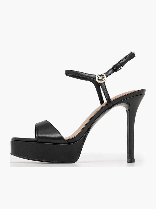 Guess Din piele Sandale Negre