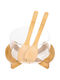 Cheffinger Glass Salad Bowl Bamboo Base Utensils Included Ultra Practical Sienna
