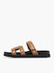 Women's Flat Sandals in Tabac Brown Color