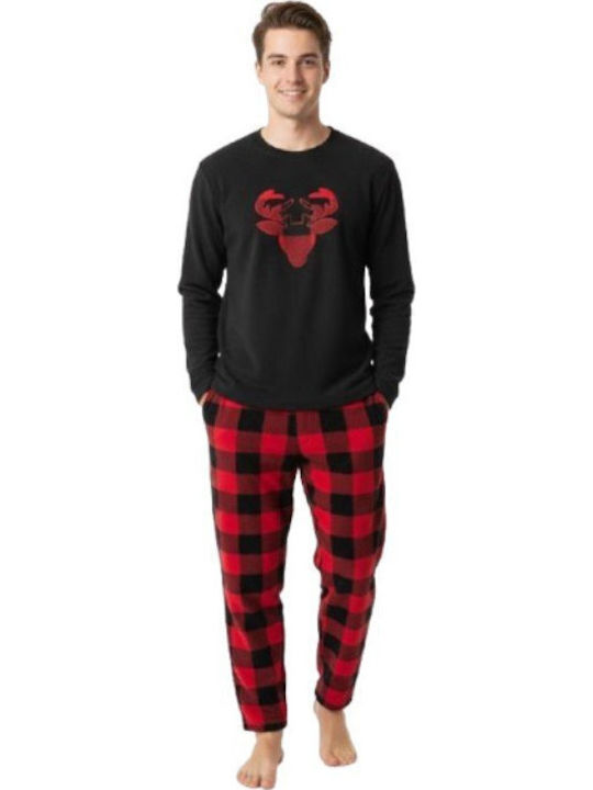 Soccus Men's Winter Pajamas Set Black-Red