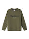 Kids Sweatshirt Military Green Art Regular Fit Cotton Sweatshirt