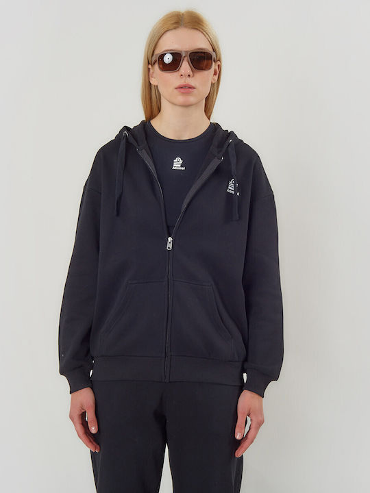Admiral Women's Sweatshirt Jacket Hooded Black