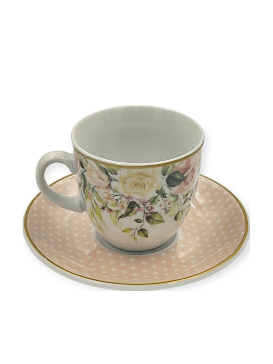 Bohemia House Garden Rose Set of Cups Coffee Porcelain Brown 6pcs