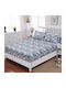 Casa Colori Grey Illus Σεντόνι Ημίδιπλο με Λάστιχο 120x200+30εκ. Γκρι