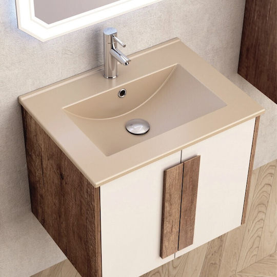 Inter Ceramic Πάγκος με Νιπτήρα Μπεζ